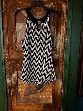 Women’s Navy and White Chevron Halter Tank Top